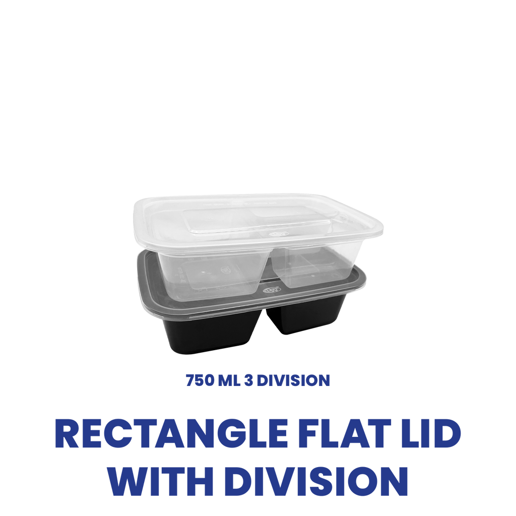 Microwavable Rectangle Flat Lid with Division