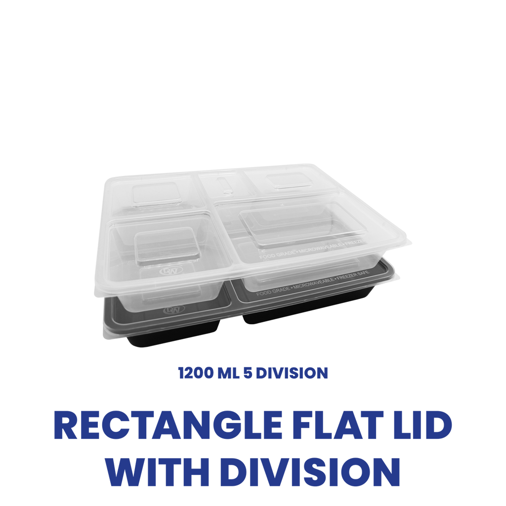 Microwavable Rectangle Flat Lid with Division