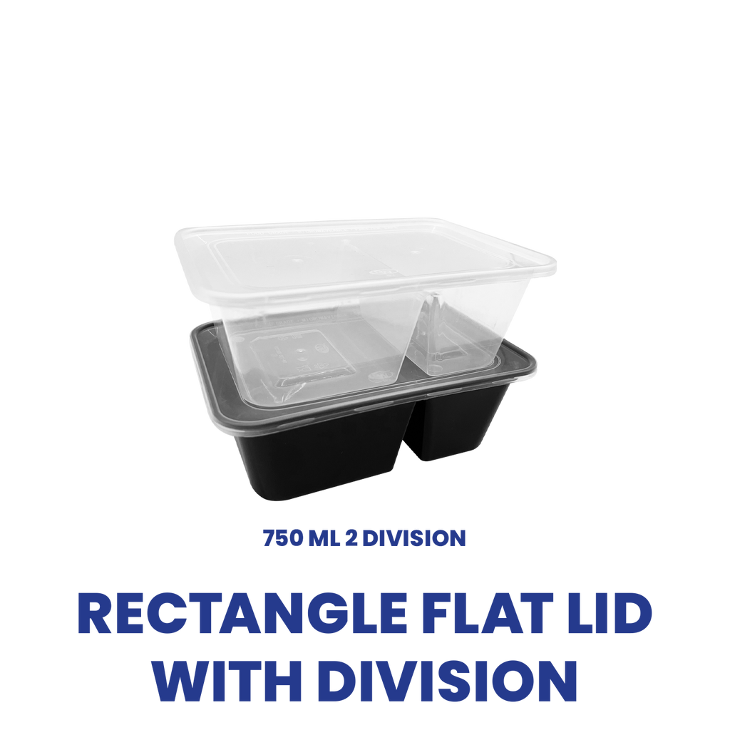 Microwavable Rectangle Flat Lid with Division